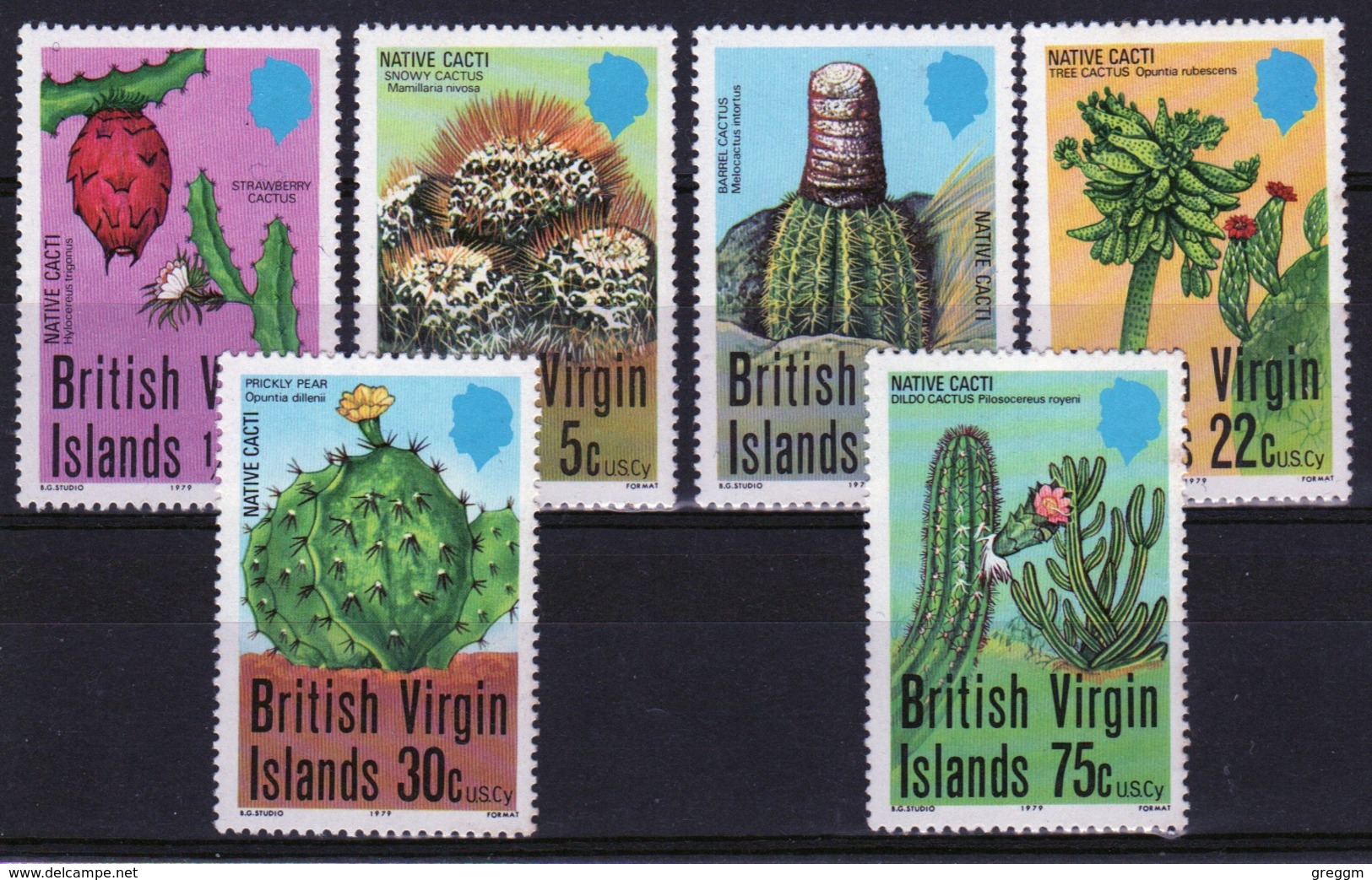 British Virgin Islands 1979 Queen Elizabeth Set Of Stamps Celebrating Cacti. - British Virgin Islands