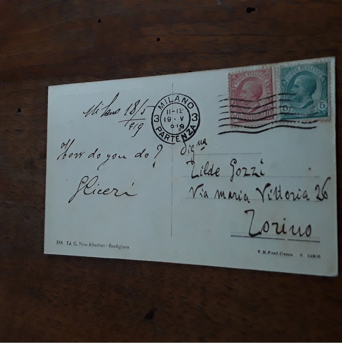 Cartolina Postale 1920 Bordighera Mareggiata - Imperia