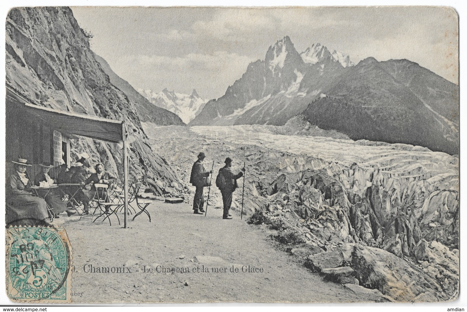 FRANCE Chamonix Haute Savoie LE CHAPEAU Et La MER DE GLACE 1900s Vintage Postcard Mont Blanc CPA, Glacier And Climbers - Chamonix-Mont-Blanc