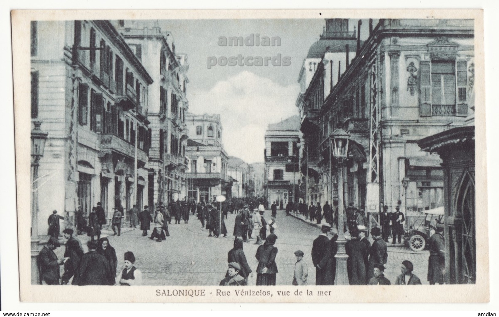 GREECE THESSALONIKI, VENIZELOS STREET VIEW FROM THE SEA, 1910s SALONICA Vintage Postcard, SALONIQUE CPA - Griekenland