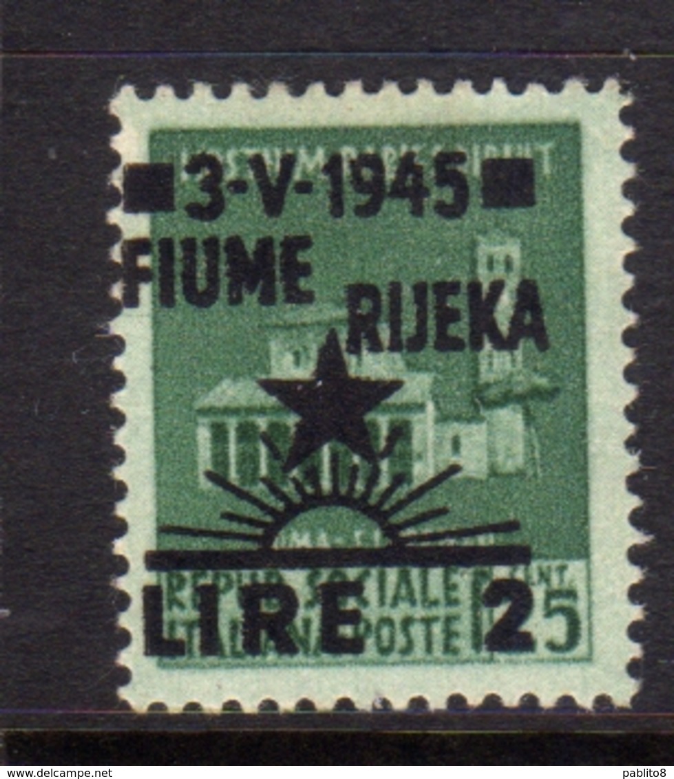 OCCUPAZIONE FIUME 1945 VARIETÀ VARIETY MONUMENTI DISTRUTTI SOPRASTAMPATO SURCHARGE LIRE 2 SU 0,25 CENT. MNH - Yugoslavian Occ.: Fiume