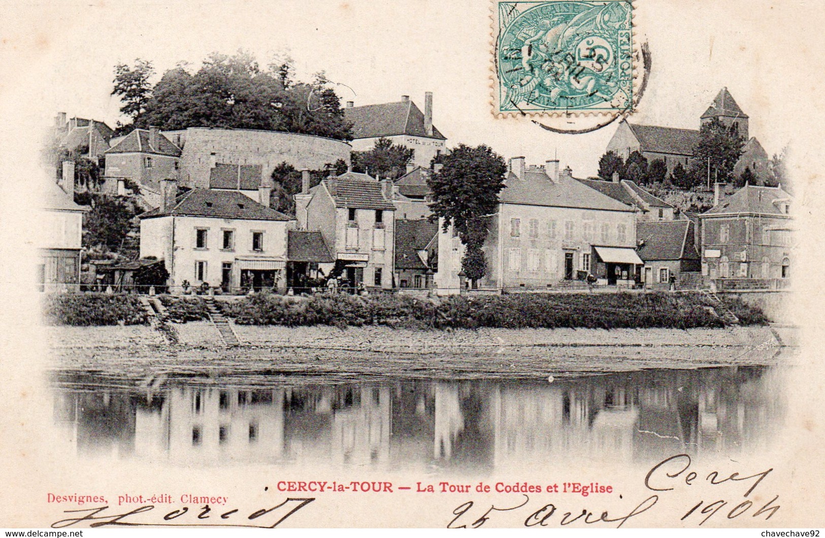 CPA    -    CERCY LA TOUR   -   LA TOUR DE CODDES ET L '  EGLISE  -  1904 - Otros & Sin Clasificación