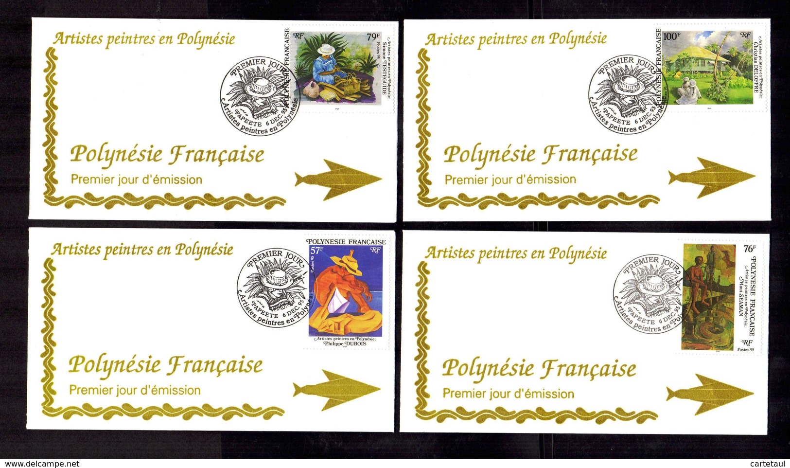 POLYNESIE FRANçAISE 1995   Peintres De Polynésie Sur 4 Enveloppes FDC  SUPERBE - Lettres & Documents
