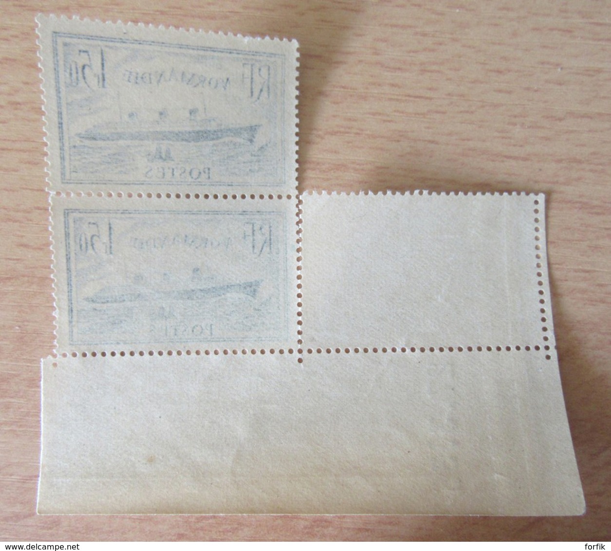 France - Coin Daté Avec 2 Timbres "Normandie" 1f50 Bleu YT N°299 - Neuf - 1935 - Timbres TBE - 1930-1939