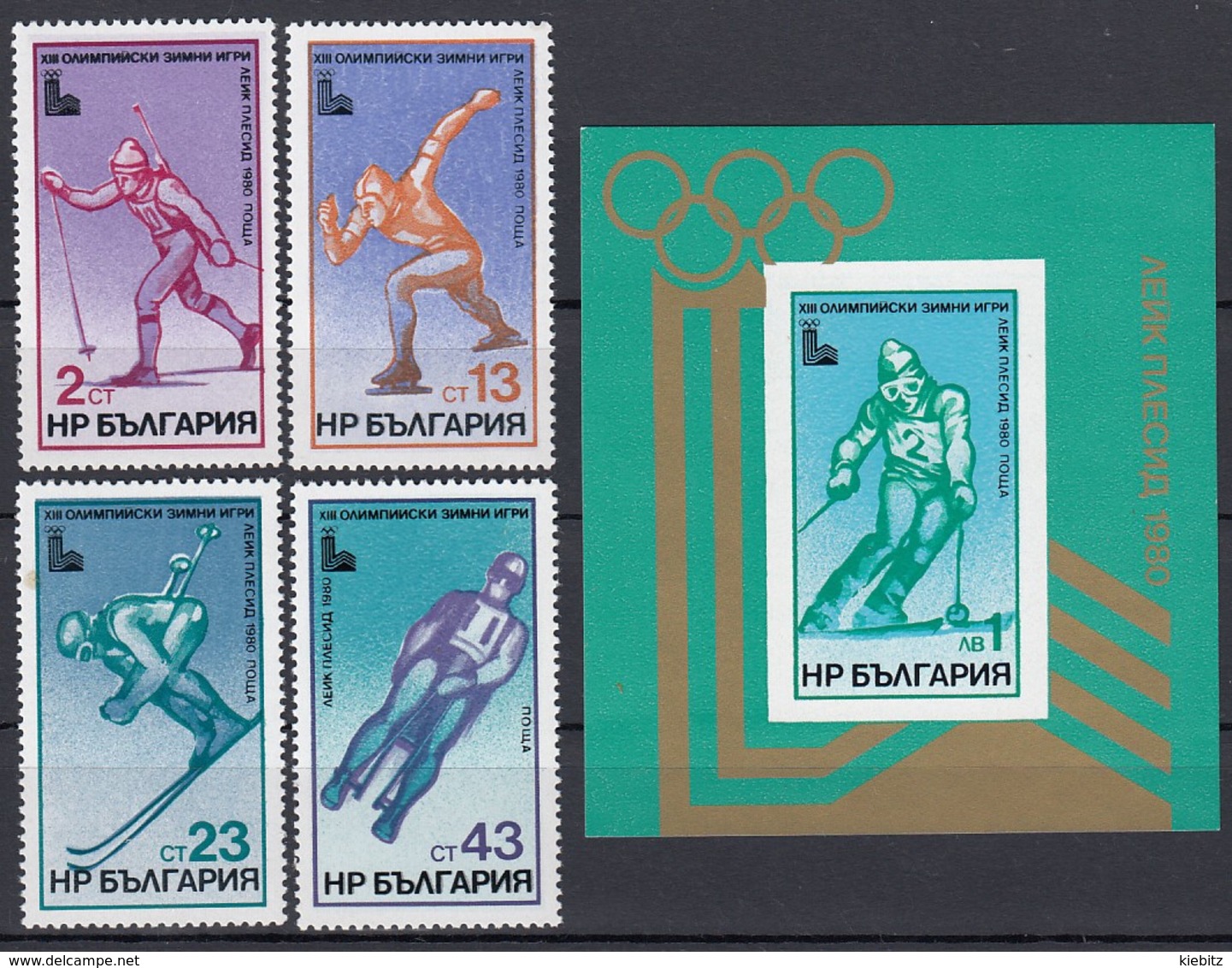 1980 LAKE PLACID - Bulgarien - MiNr: 2824-2827 + Bl. 94  ** / MNH - Inverno1980: Lake Placid