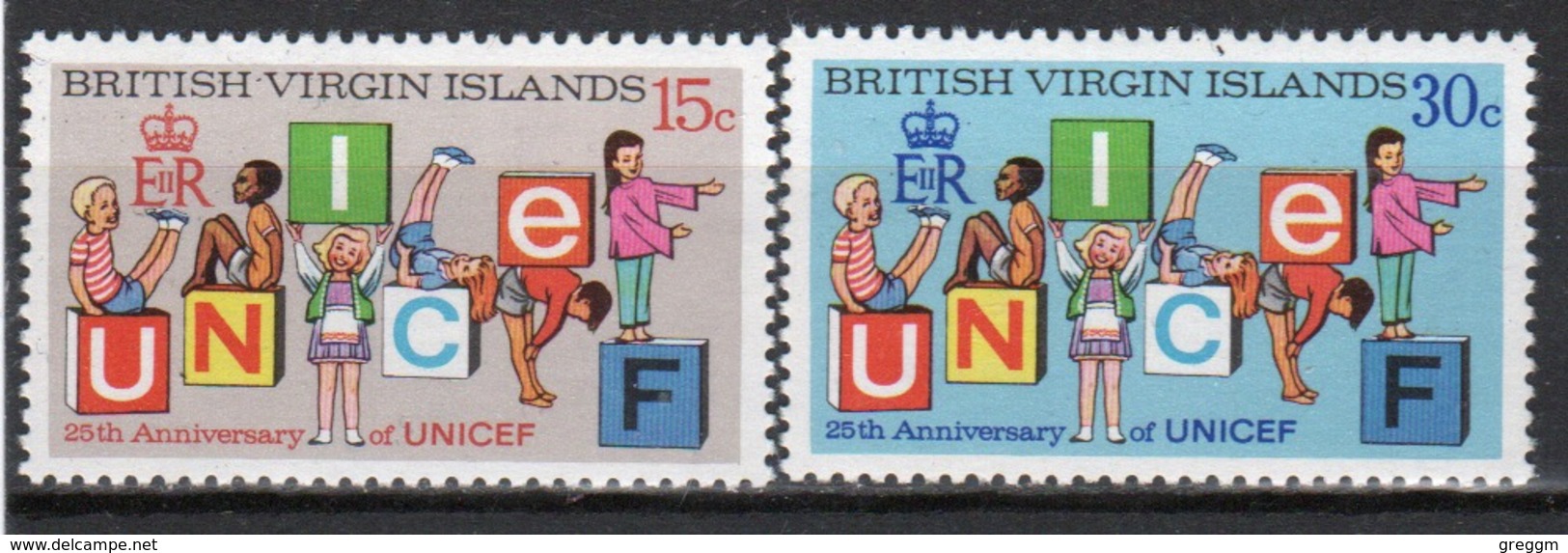 British Virgin Islands 1971 Queen Elizabeth Set Of Stamps Celebrating 25th Anniversary Of UNICEF. - British Virgin Islands