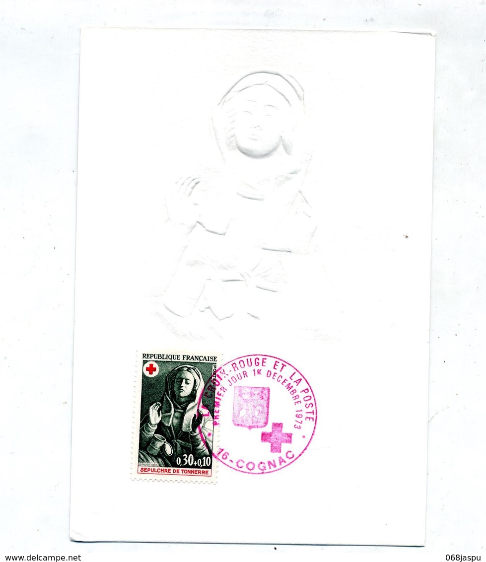 Carte Maximum 1973 Cognac Croix Rouge En Relief - 1970-1979