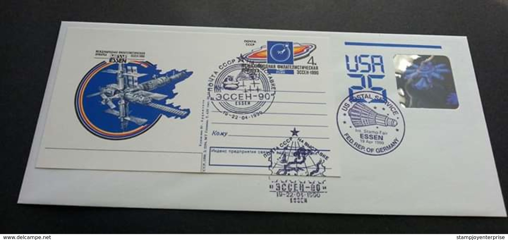 USA - Russia Joint Issue Space Project 1990 (joint FDC) *Hologram *Russia Pre-stamped Postcard - Covers & Documents