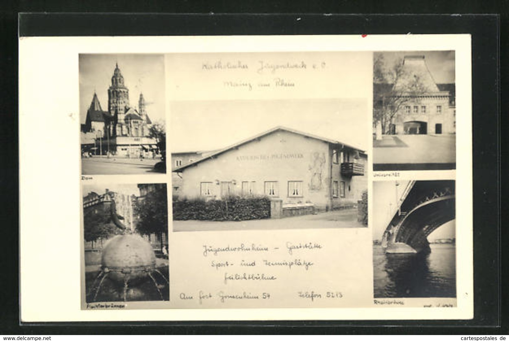 AK Mainz Am Rhein, Katholisches Jugendwerk, Dom, Rheinbrücke, Universität, Fischtorbrunnen - Mainz