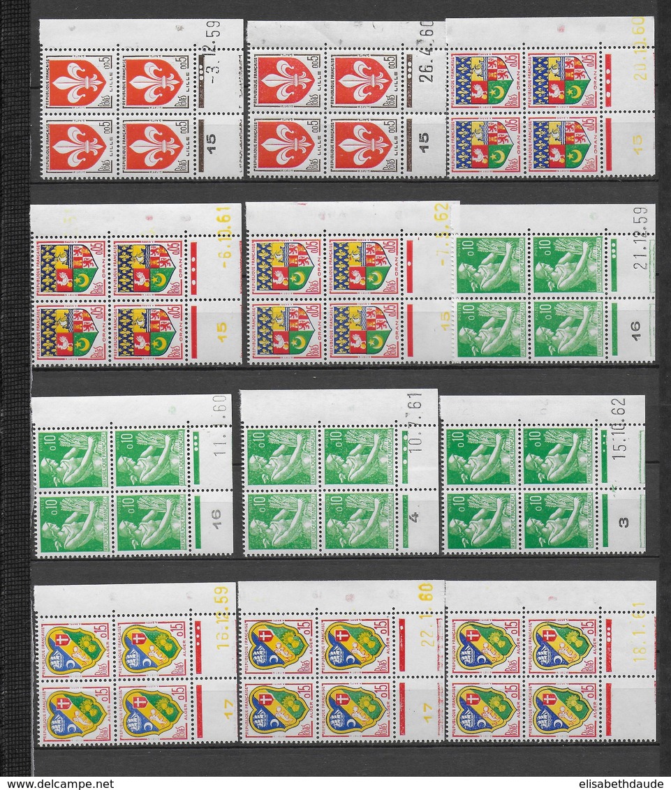 ARMOIRIES + ... - 1959/1962 - YVERT N°1216+1230/1234A - 17 BLOCS COIN DATE DIFFERENTS ** MNH - COTE = 185 EUR. - 1950-1959