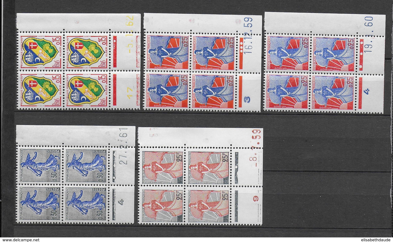 ARMOIRIES + ... - 1959/1962 - YVERT N°1216+1230/1234A - 17 BLOCS COIN DATE DIFFERENTS ** MNH - COTE = 185 EUR. - 1950-1959