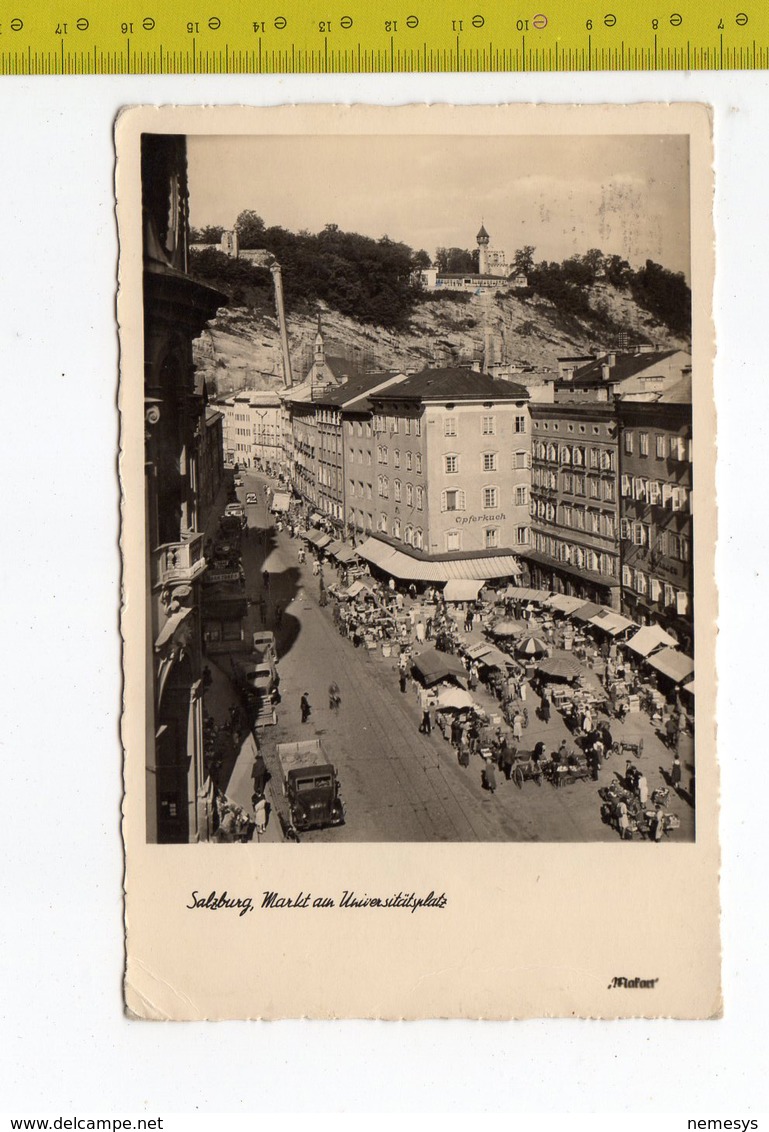 1957 SALZBURG Markt An Universitatsplatz FP V SEE 2 SCANS Animata - Altri & Non Classificati