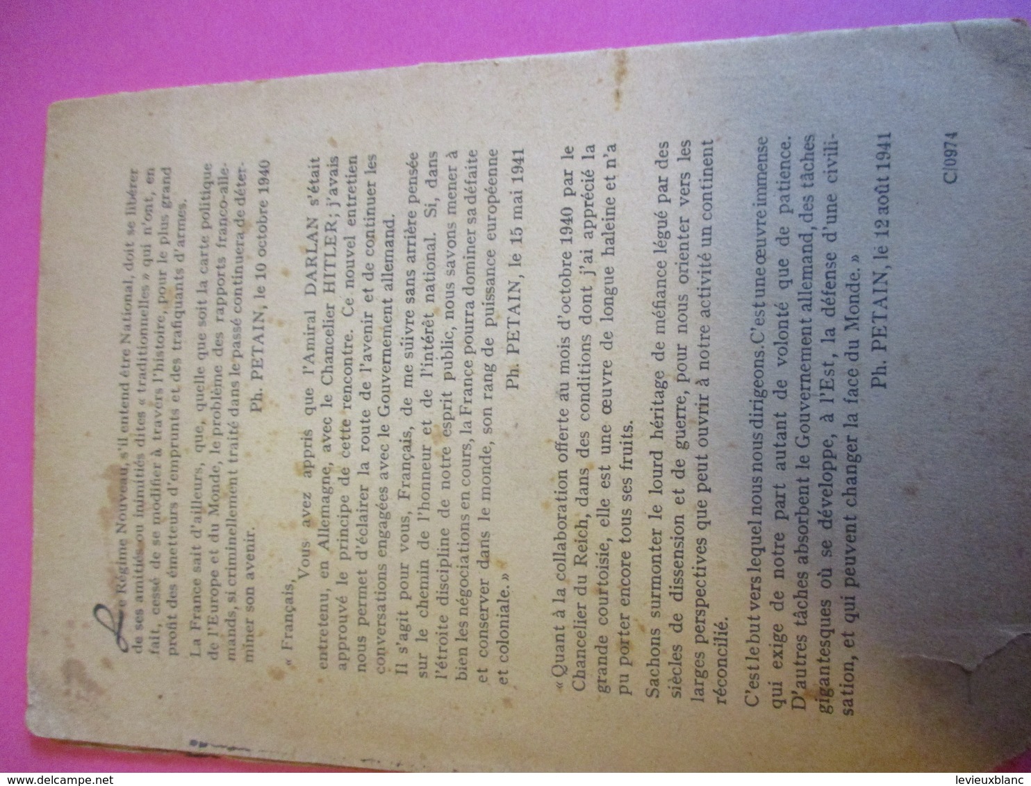 Petit Calendrier à 4 Volets( 8 Pages)/Almanach Du Trait D'Union/Messages De Pétain/France -Allemagne /1942 CAL435 - 1939-45