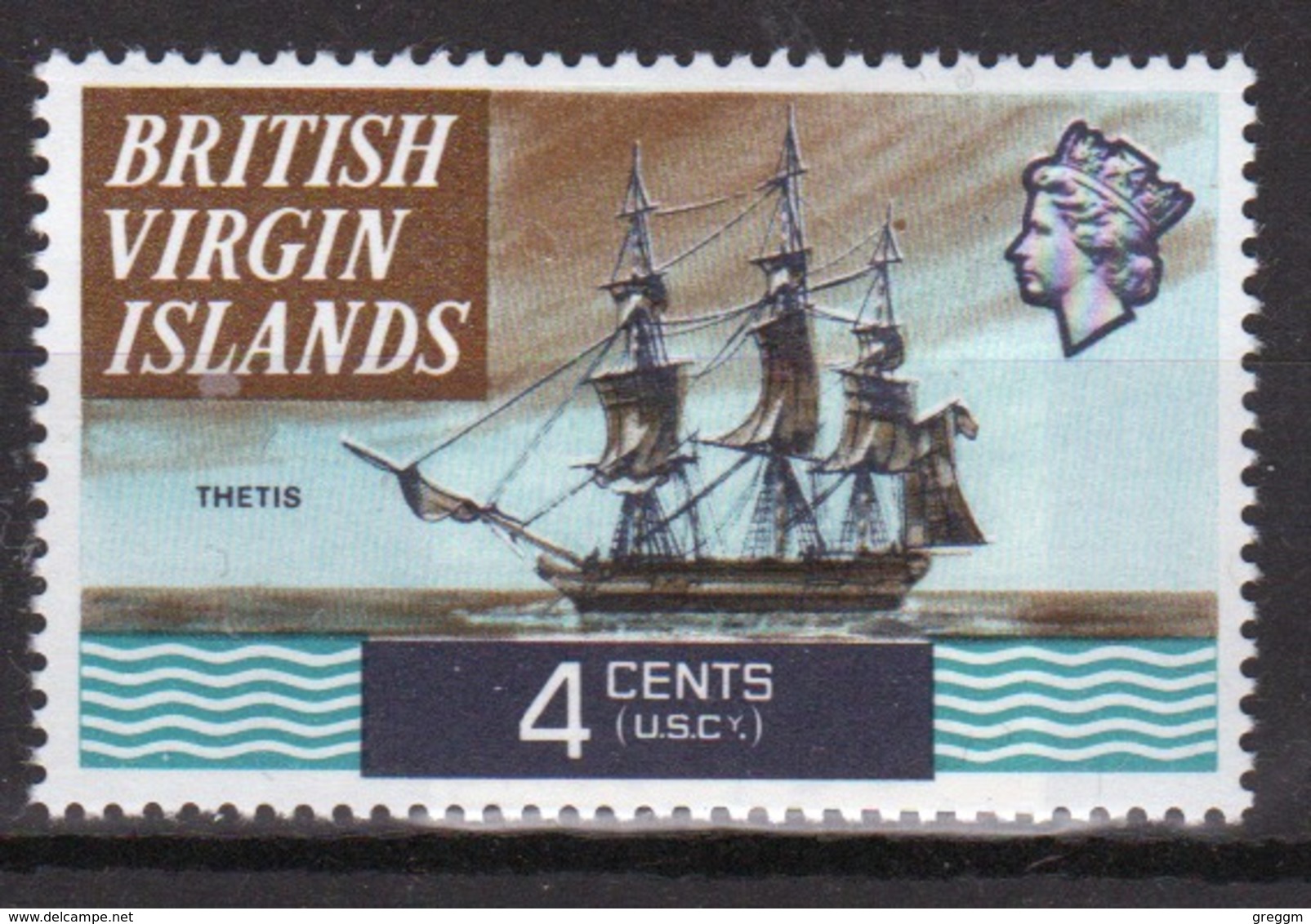 British Virgin Islands 1973 Queen Elizabeth Re-issue Of Single 4c Stamp From The Ship Definitive Set. - British Virgin Islands