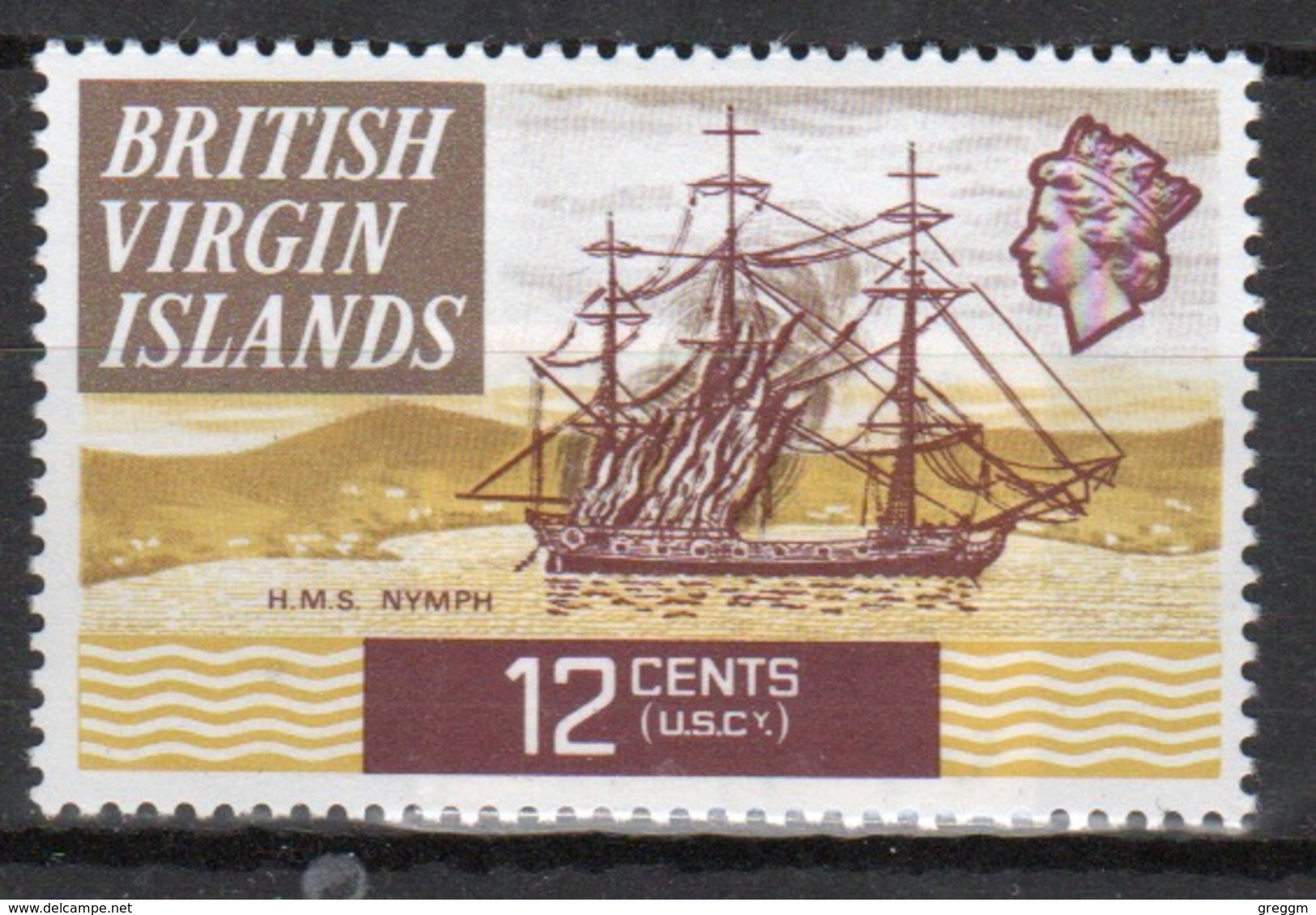 British Virgin Islands 1973 Queen Elizabeth Re-issue Of Single 12c Stamp From The Ship Definitive Set. - British Virgin Islands