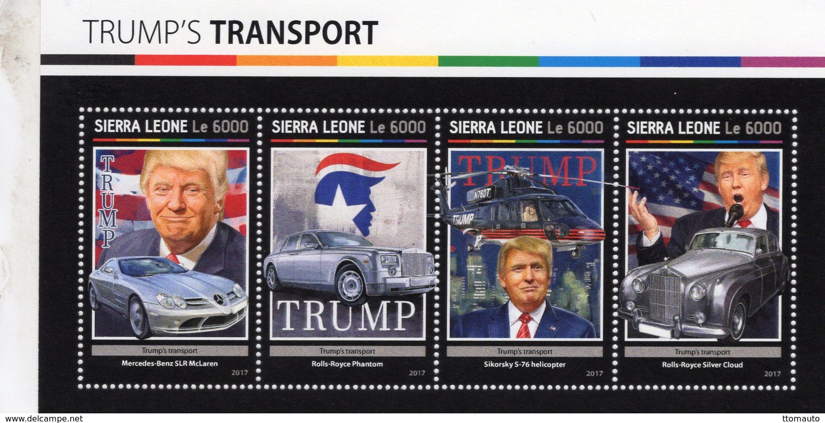 Sierra Leone 2017  - Donald Trump's Transport  -  Mercedes - Rolls-Royce  - 4v Sheet Neuf/MNH - Voitures