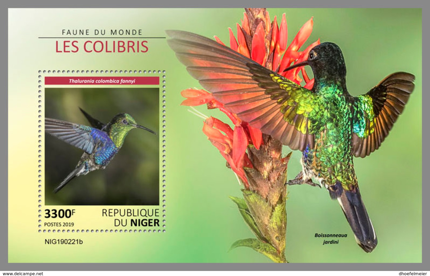 NIGER 2019 MNH Colibri Kolibris Colibris S/S - OFFICIAL ISSUE - DH1923 - Hummingbirds