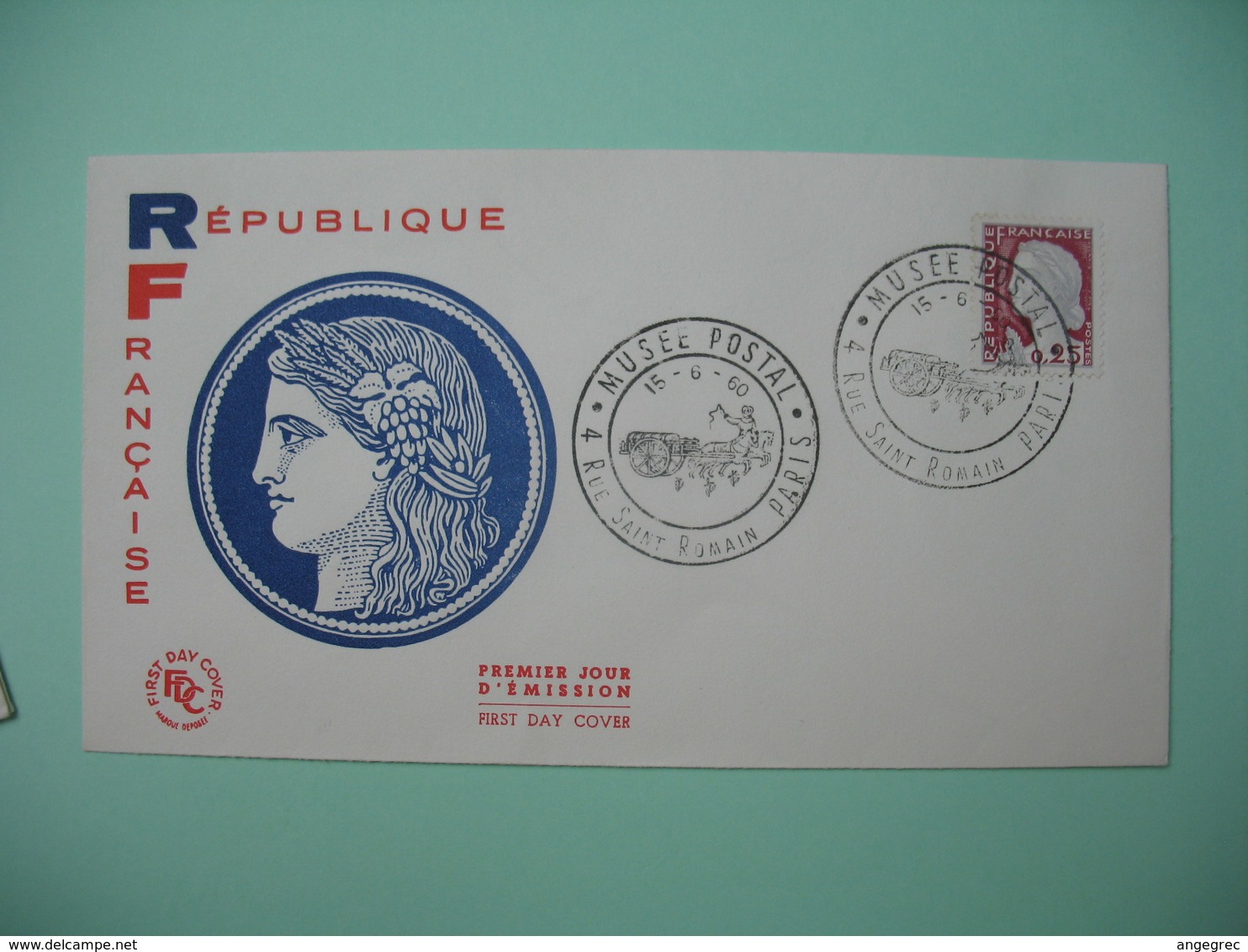 FDC 1962 N° 1263 Marianne De Decaris - Cachet Musée Postal - 4 Rue Saint Romain Paris - 1960-1969