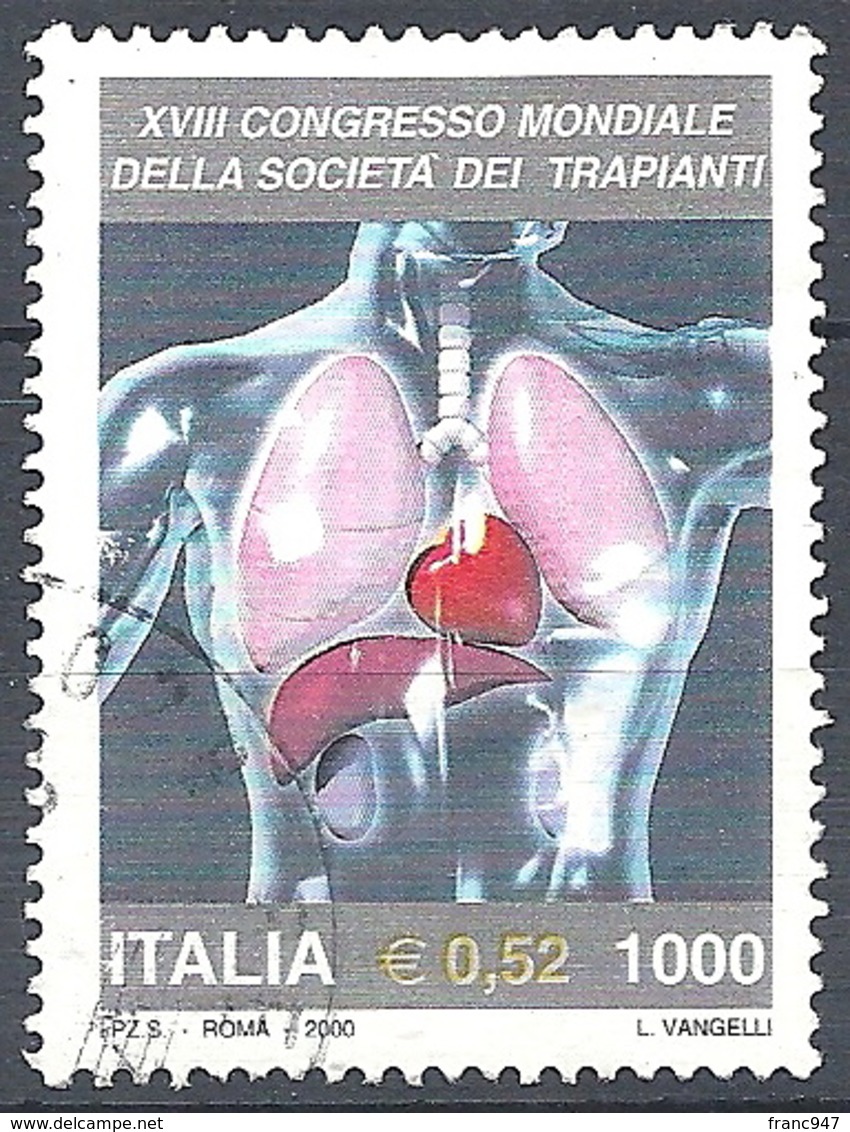 Italia, 2000 Congr. Società Dei Trapianti, 800L # Sassone 2494 - Michel 2715 - Scott 2362  USATO - 1991-00: Oblitérés