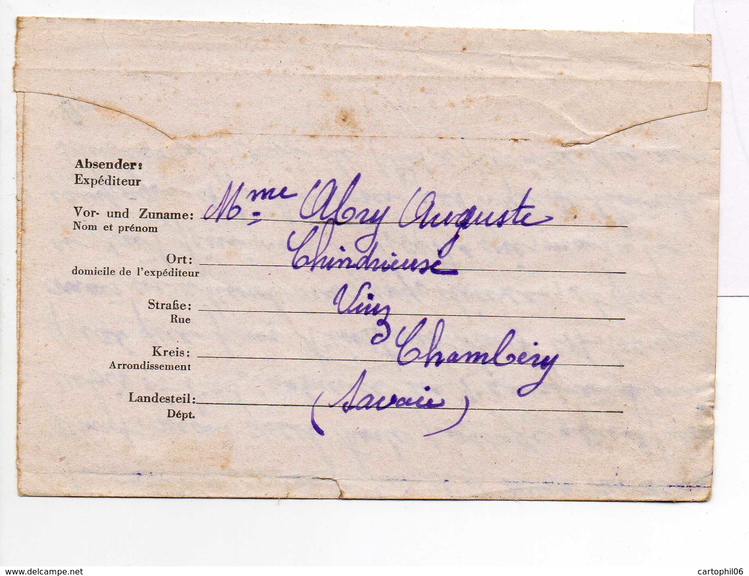 - Lettre STALAG VI C 13/a Pour CHINDRIEUX Via RUFFIEUX (Savoie) 22.5.1944 - - 2. Weltkrieg 1939-1945