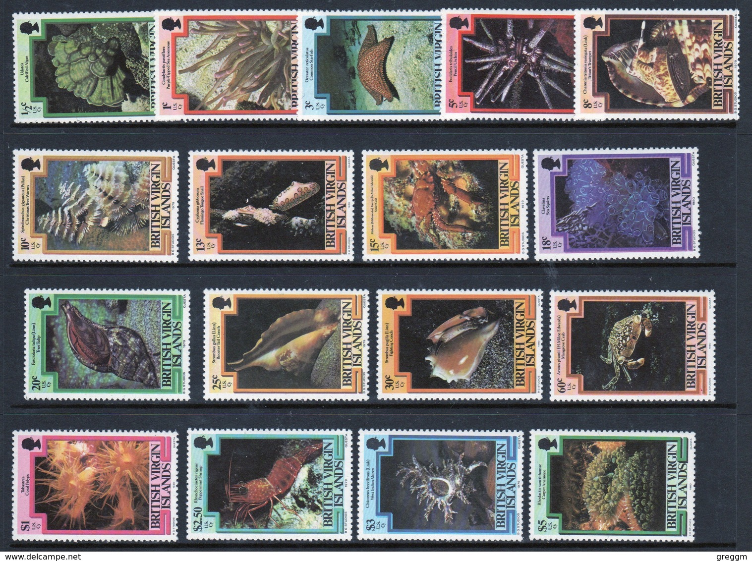 British Virgin Islands 1979 Queen Elizabeth Full Set Of Stamps Celebrating Marine Life. - British Virgin Islands