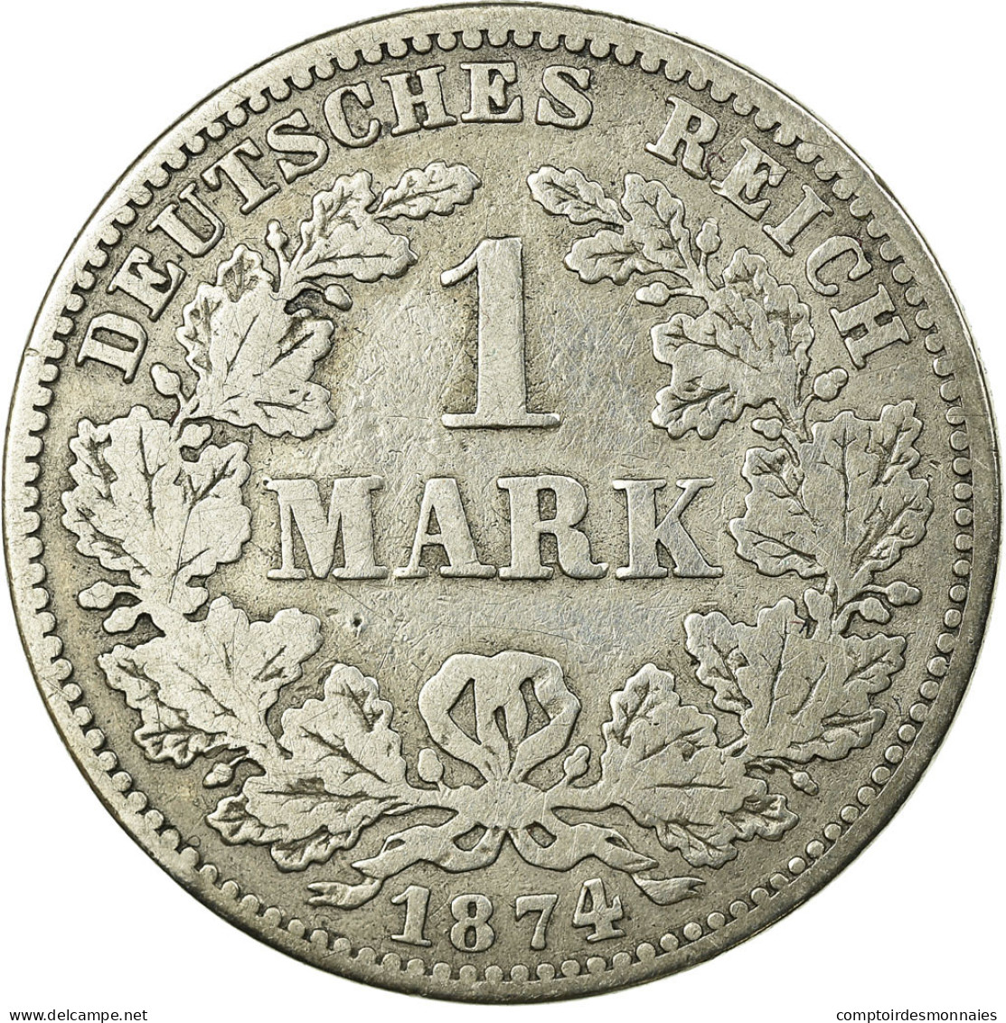 Monnaie, GERMANY - EMPIRE, Wilhelm I, Mark, 1874, Karlsruhe, TB, Argent, KM:7 - 1 Mark