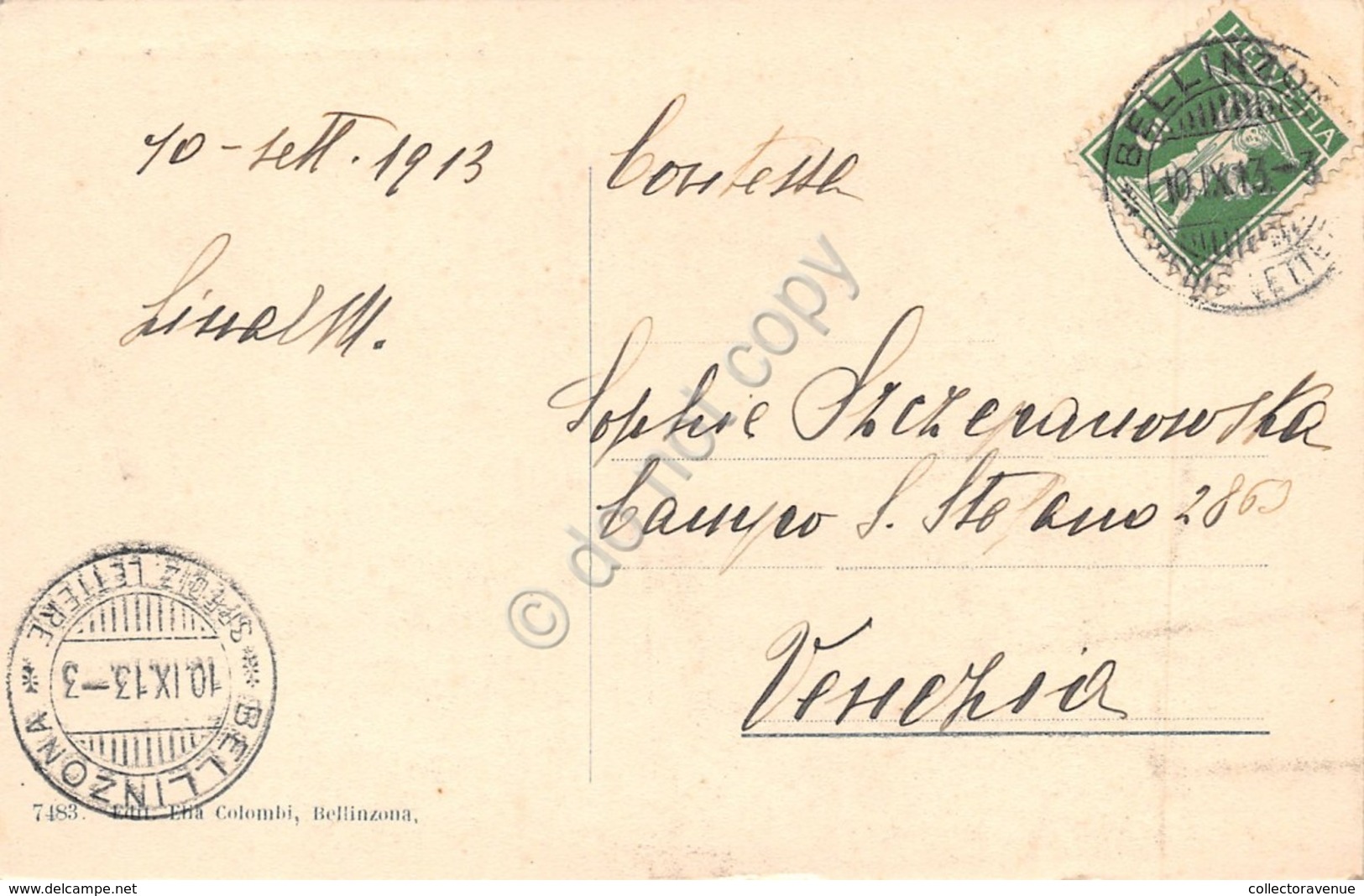 Cartolina Bellinzona Castello Unterwalden 1913 - Non Classificati