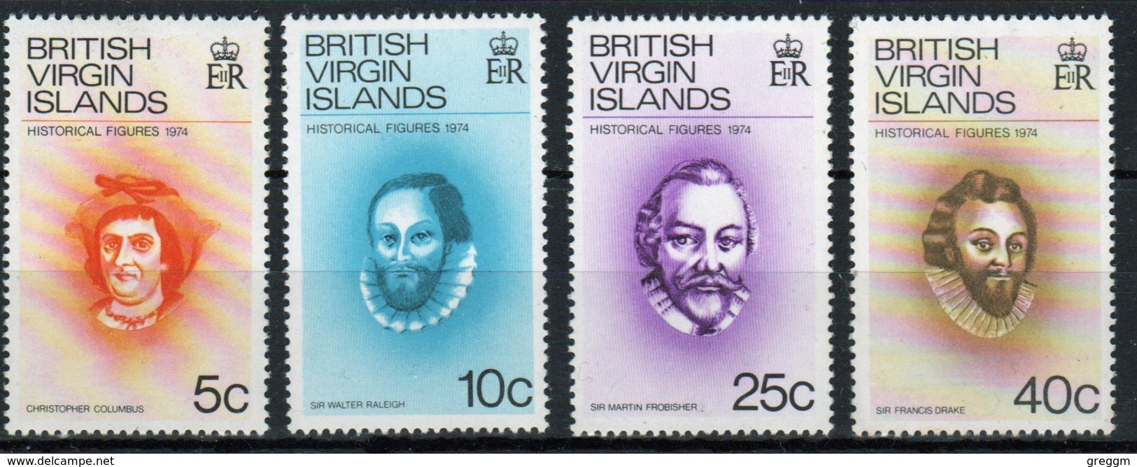 British Virgin Islands 1974 Queen Elizabeth Full Set Of Stamps Celebrating Historical Figures. - British Virgin Islands