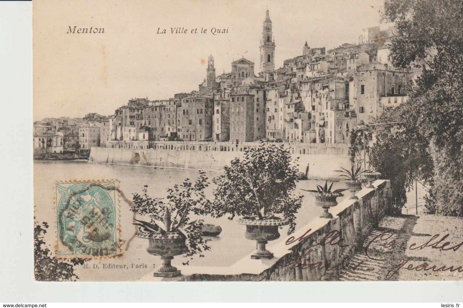 C. P. A.  - MENTON - LA VILLE ET LE QUAI - H. D. - Menton