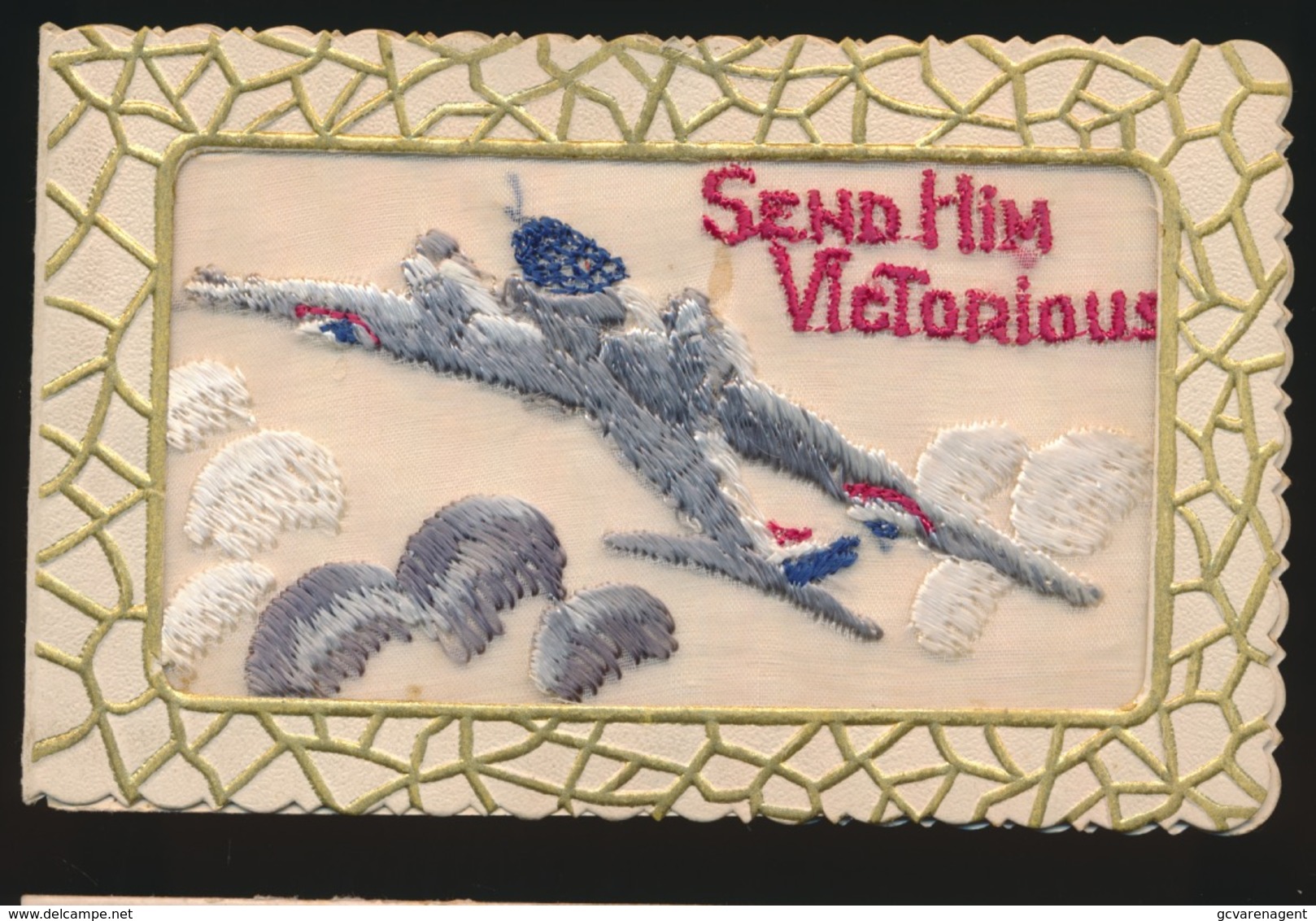 BORDUUR -  CARTE BRODÉE  -  SENT HIM VICTORIOUS   1940 - 45 - Embroidered