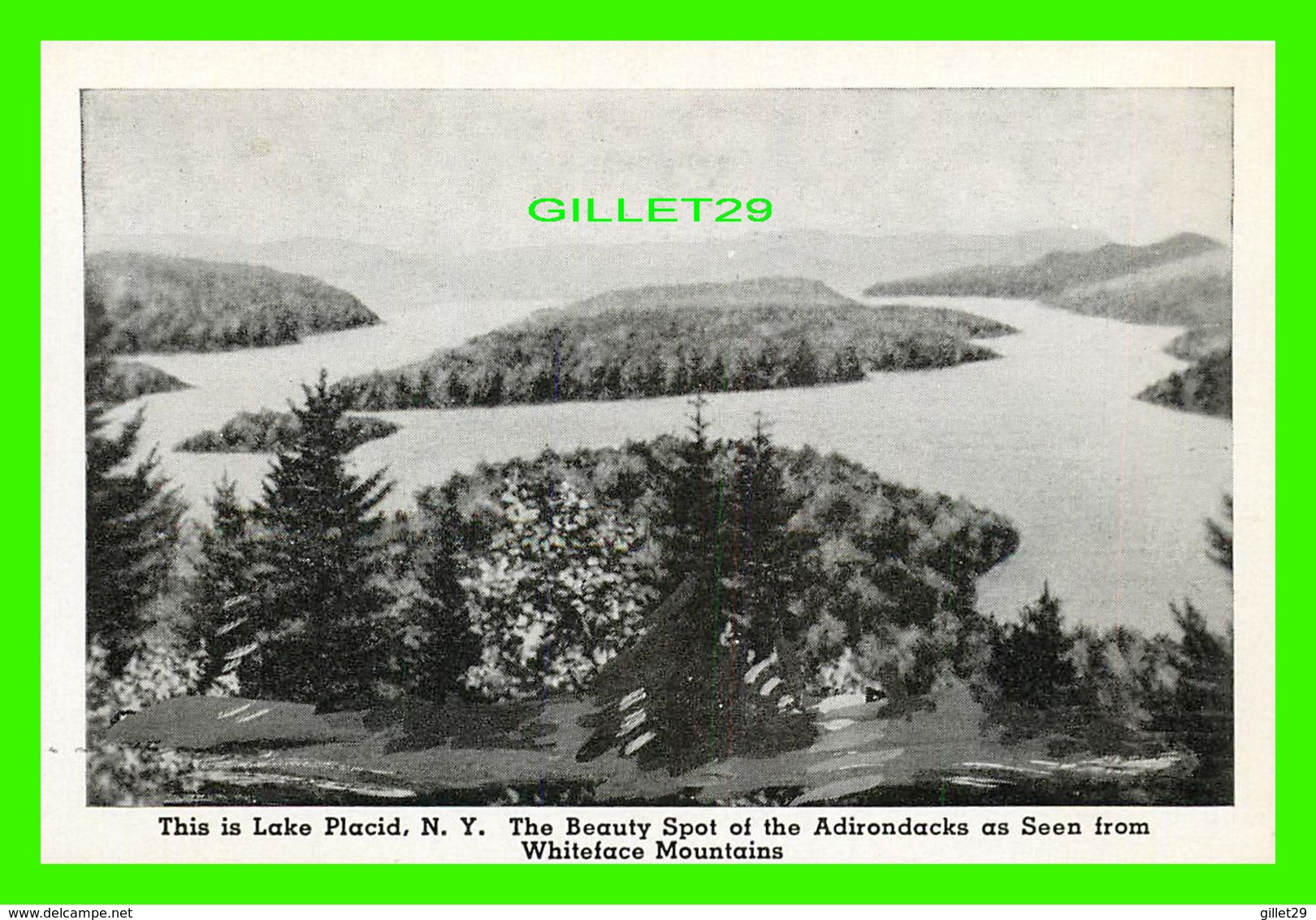 LAKE PLACID, NY - MINI-POSTCARD - THE BEAUTY SPOT OF THE ADIRONDACKS SEEN FROM WHITEFACE MOUNTAINS - - Autres & Non Classés