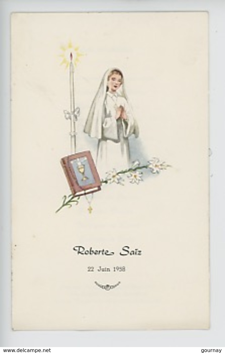 Menu Communion Solennelle 1958 Roberte, Menu Déjeûner & Dîner (Normandie, Risle,pré Salé, Trou Normand) - Communion