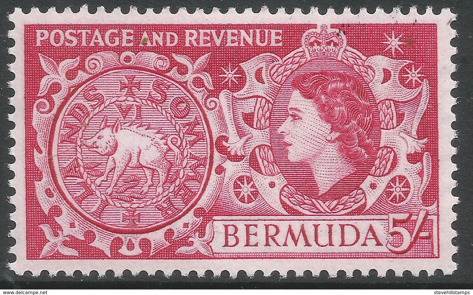 Bermuda. 1953-62 QEII. 5/- MH. SG 148 - Bermuda