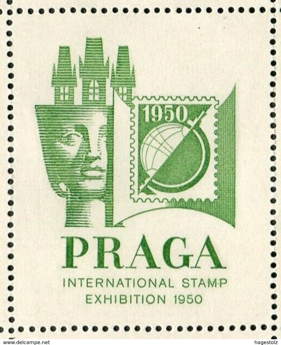 Czechoslovakia PRAGA 1950 Philatelic Exhibition Vignette Poster Stamp Reklamemarke Prague Prag Praha Exposition Expo - Exposiciones Filatélicas