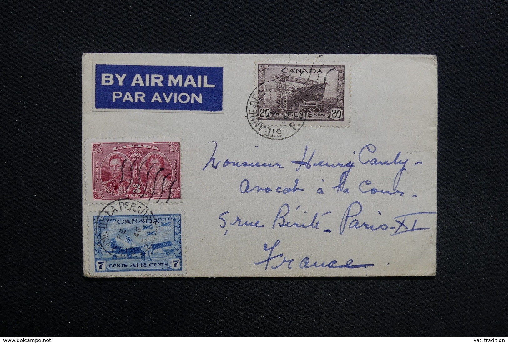 CANADA - Enveloppe De Ste Anne La Perade Pour Paris En 1946, Affranchissement Plaisant - L 31425 - Briefe U. Dokumente