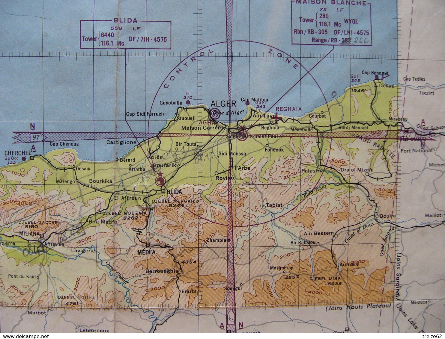 Carte 1944 US ARMY AAF Aeronautical Chart Baléares Algérie Alger Espagne WWII - 1939-45