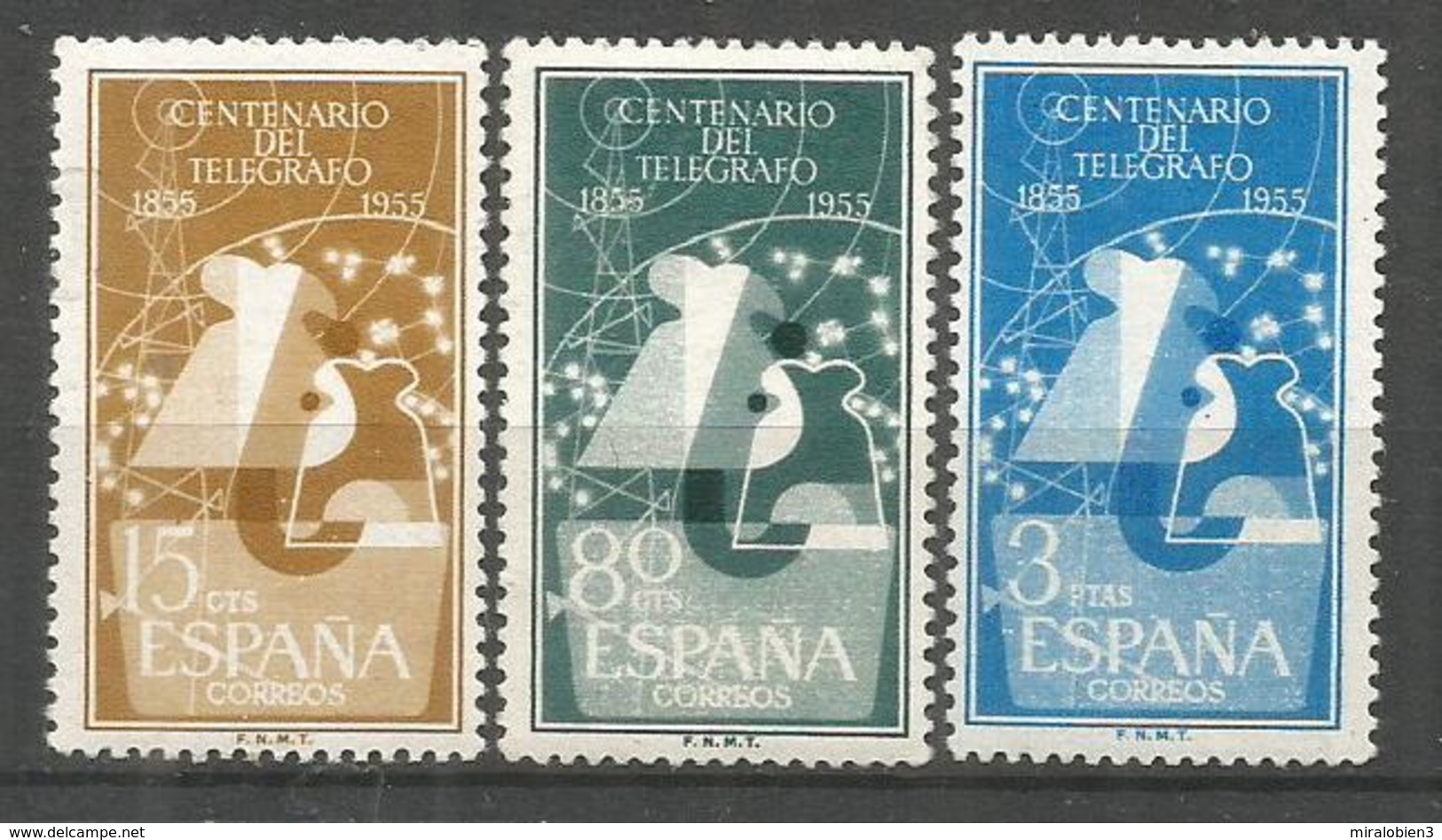 ESPAÑA CENTENARIO DEL TELEGRAFO EDIFIL NUM. 1180/1182 ** SERIE COMPLETA SIN FIJASELLOS - Nuevos