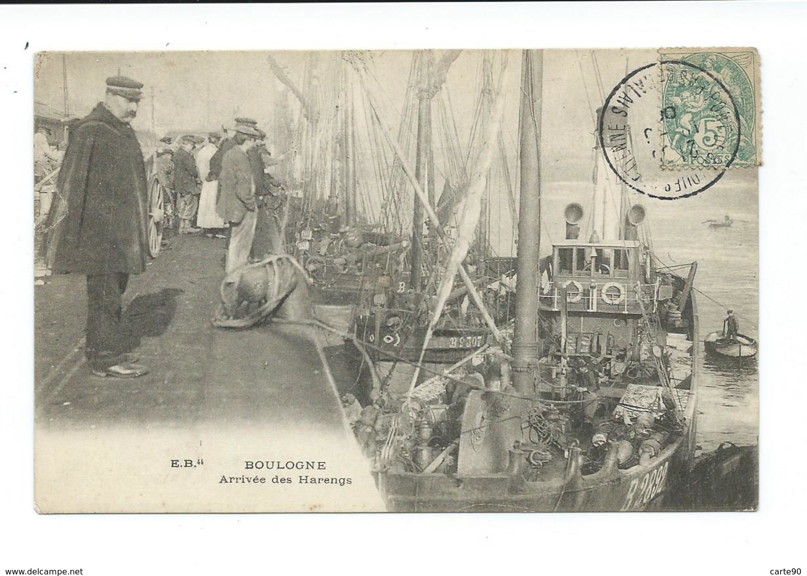 RARE CPA BOULOGNE - ARRIVEE DES HARENGS - TRES ANIMEE - Boulogne Sur Mer