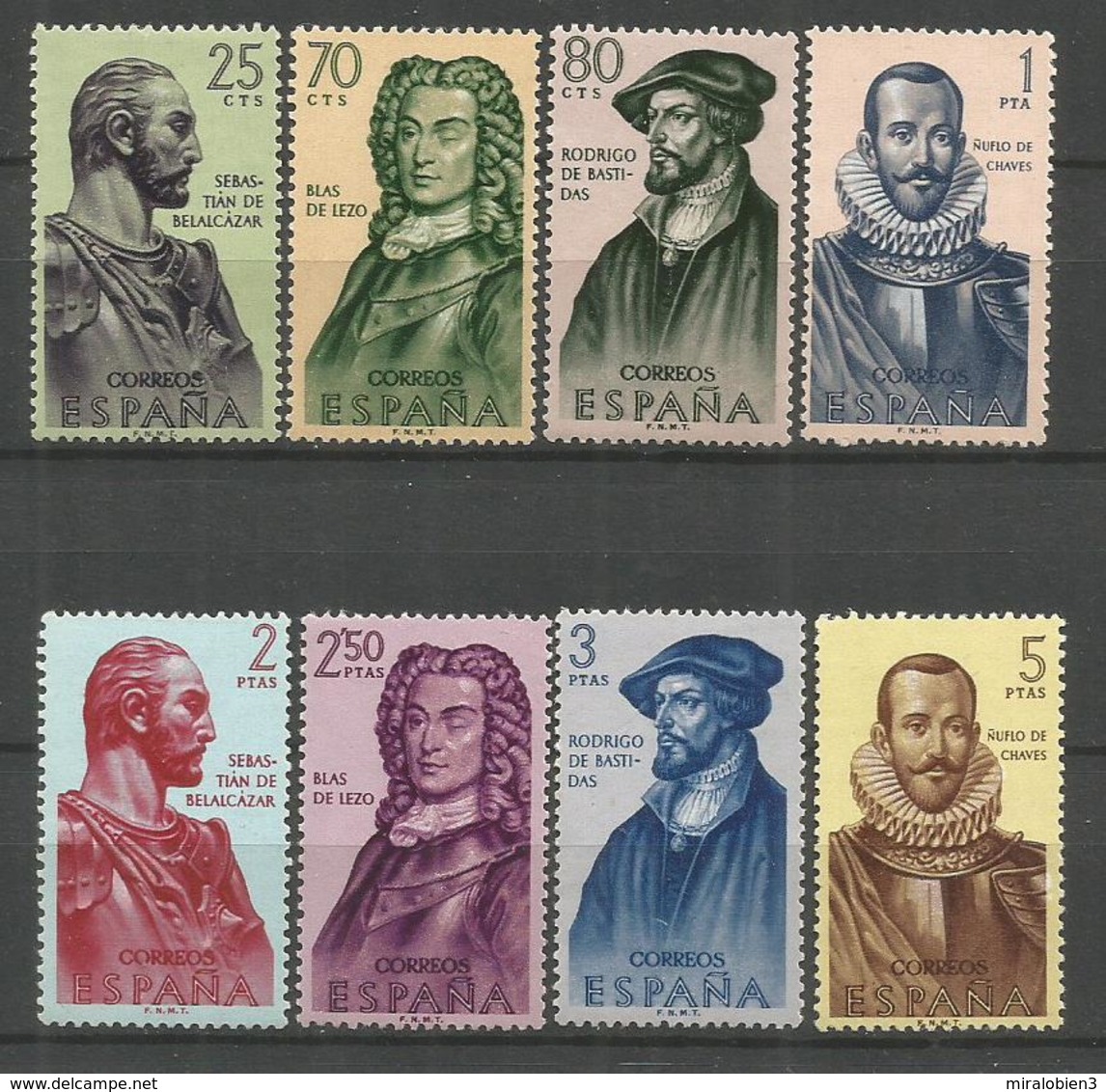 ESPAÑA FORJADORES DE AMERICA EDIFIL NUM. 1374/1381 ** SERIE COMPLETA SIN FIJASELLOS - Nuevos