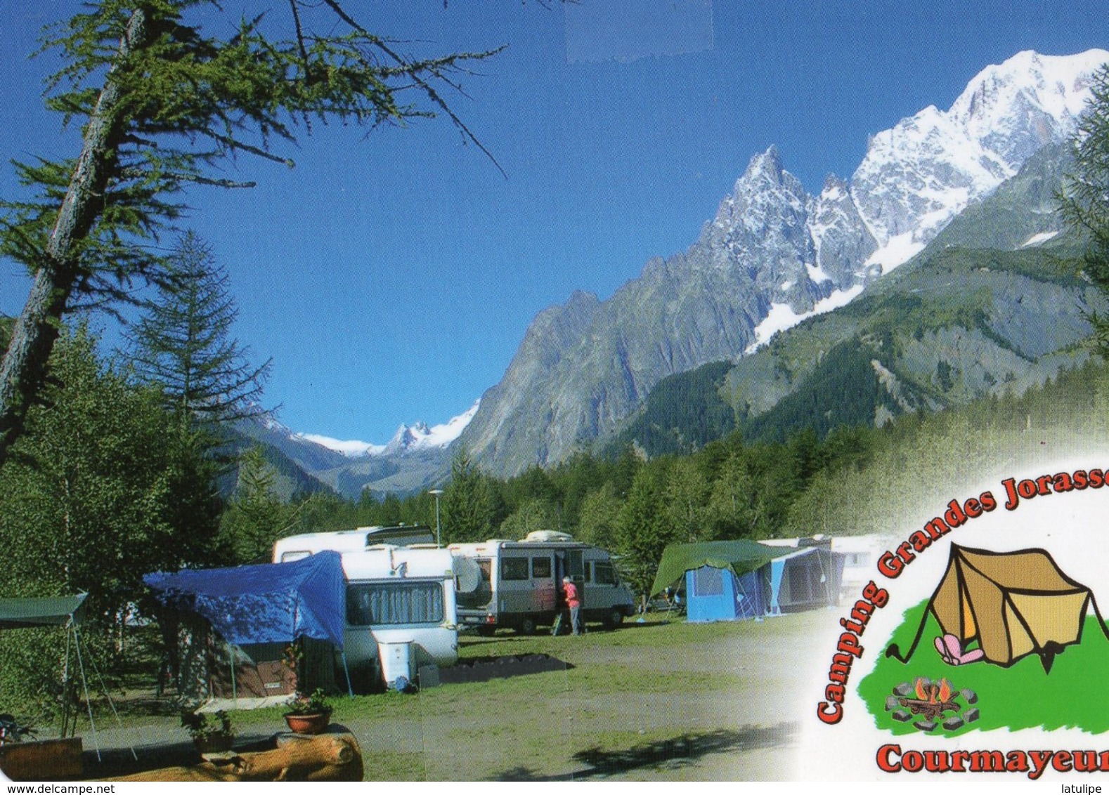 Courmayeur-Val-Ferret  1620m   Le Camping Des Grandes Jorasses Animé _Tente-Caravane-Camping-Car - Autres & Non Classés