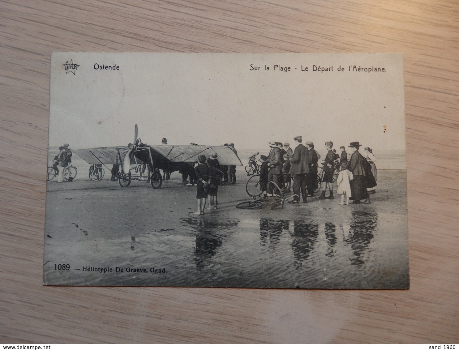 Ostende - Aviation - Sur La Plage - Le Départ De L'Aéroplane - Pilote Crombez - N°1089 - De Graeve - Circulé - 2 Scans - ....-1914: Precursori