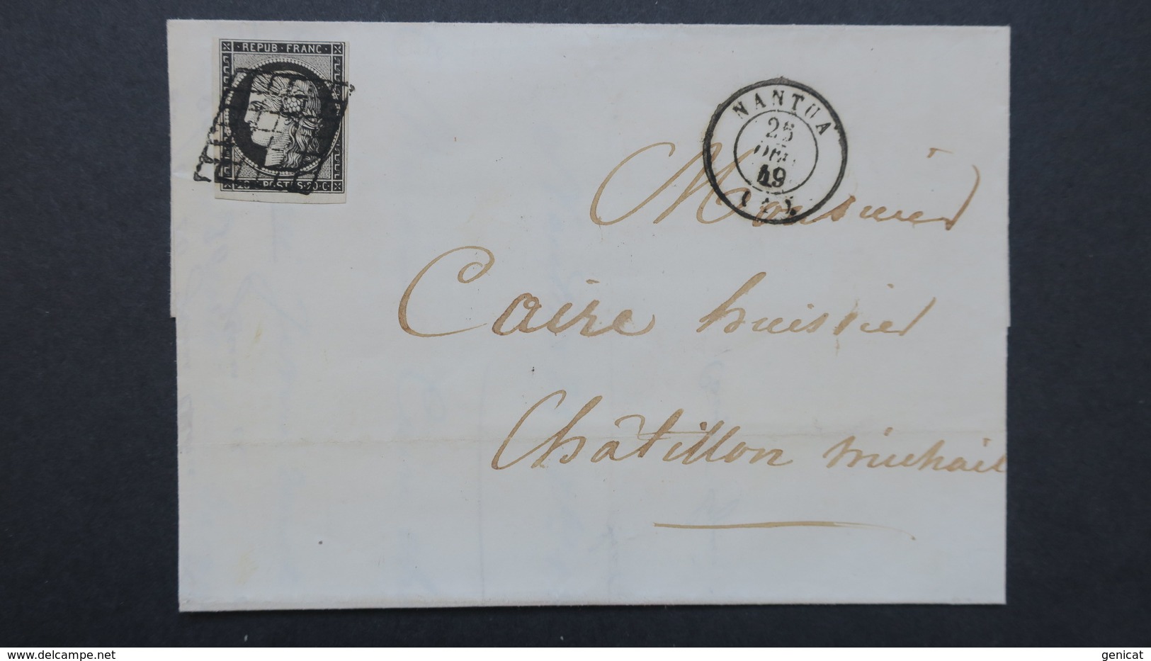 Lettre De Nantua Ain Dec. 1849 Ceres N° 3 Obl Grille Cachet Type 15 Pour Chatillon En Michaille - 1849-1876: Période Classique