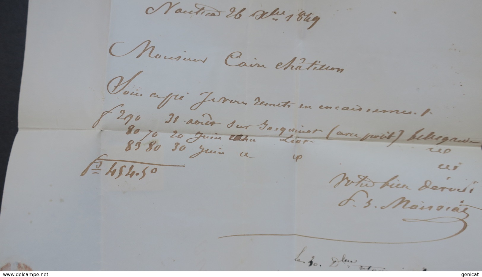 Lettre De Nantua Ain Dec. 1849 Ceres N° 3 Obl Grille Cachet Type 15 Pour Chatillon En Michaille - 1849-1876: Période Classique