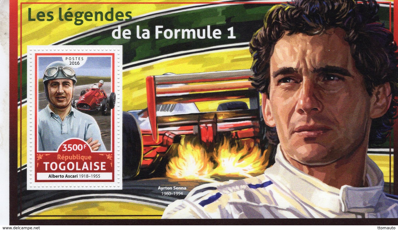 Republique Togolaise  2016  -  Les Légends De La Formule 1  -  Ayrton Senna-Alberto Ascari  -  1v Sheet Neuf/MNH - Cars