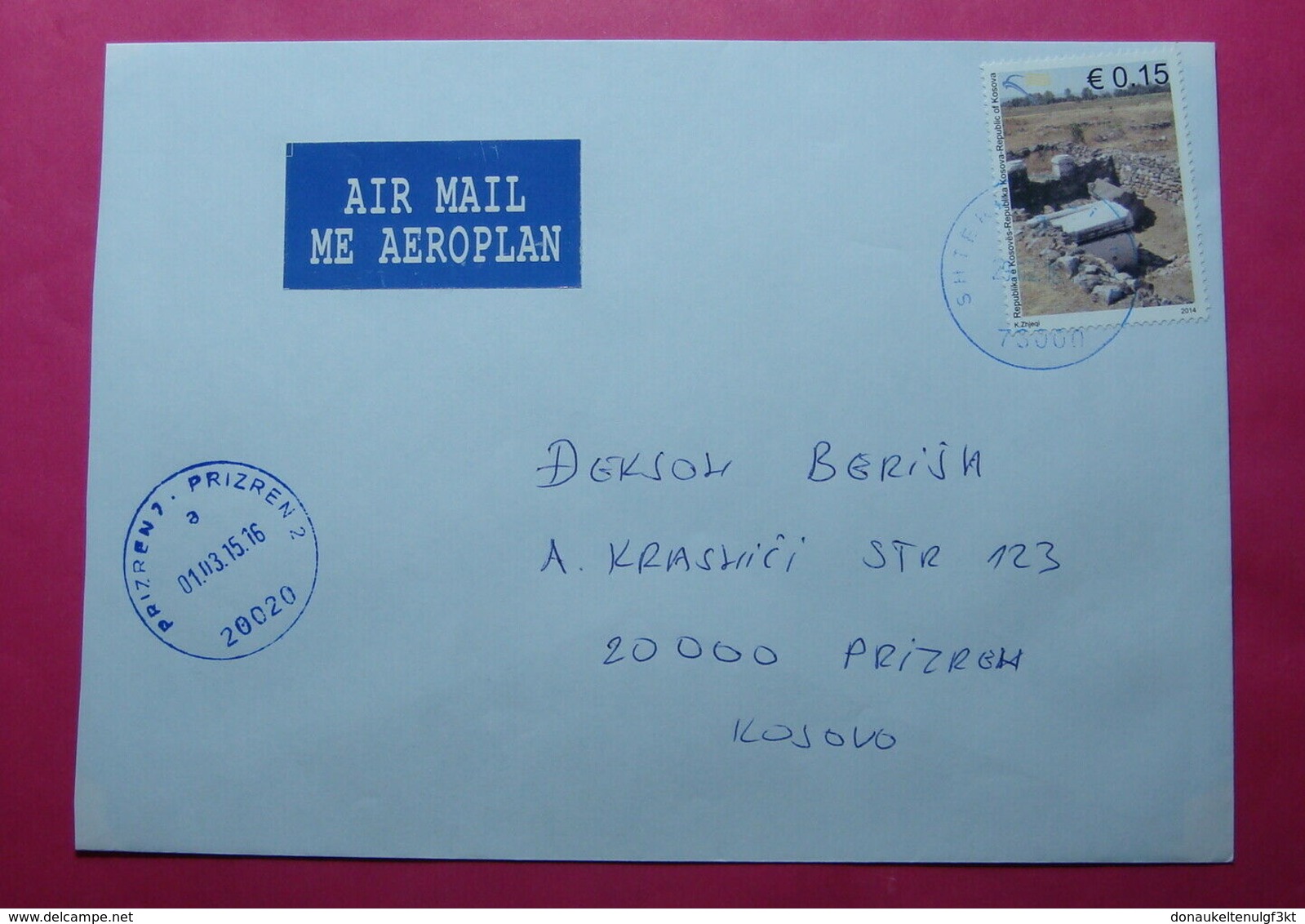 KOSOVO Airmail Cover From STRPCE To PRIZREN. 2015, RARE - Kosovo