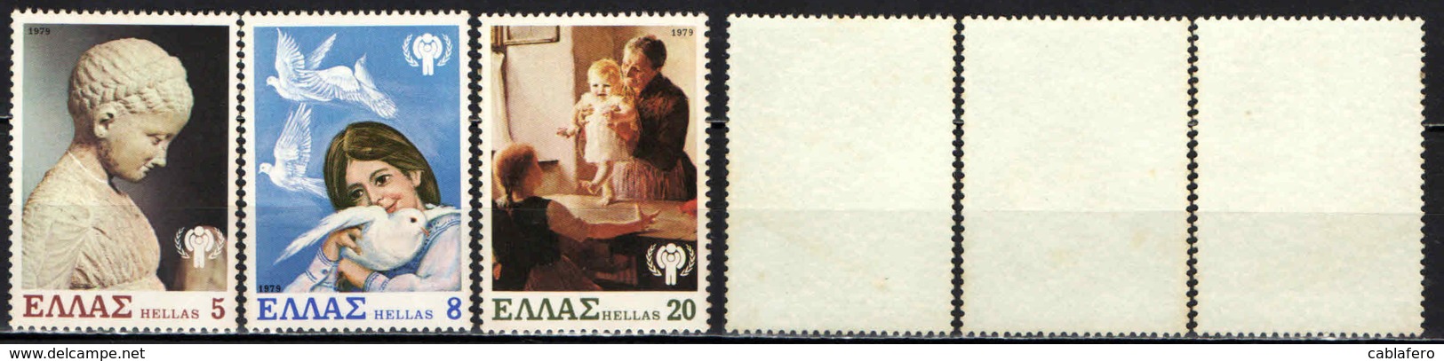 GRECIA - 1979 - ANNO INTERNAZIONALE DEL FANCIULLO - MACCHIE SULLA GOMMA - MNH - Nuovi