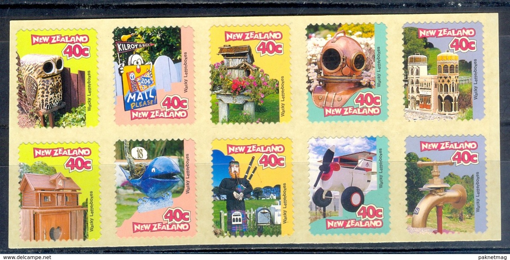 D35- New Zealand 1997 Curious Letterboxes Nesting Box Letter Box. Self Adhesive Strip. - Unused Stamps