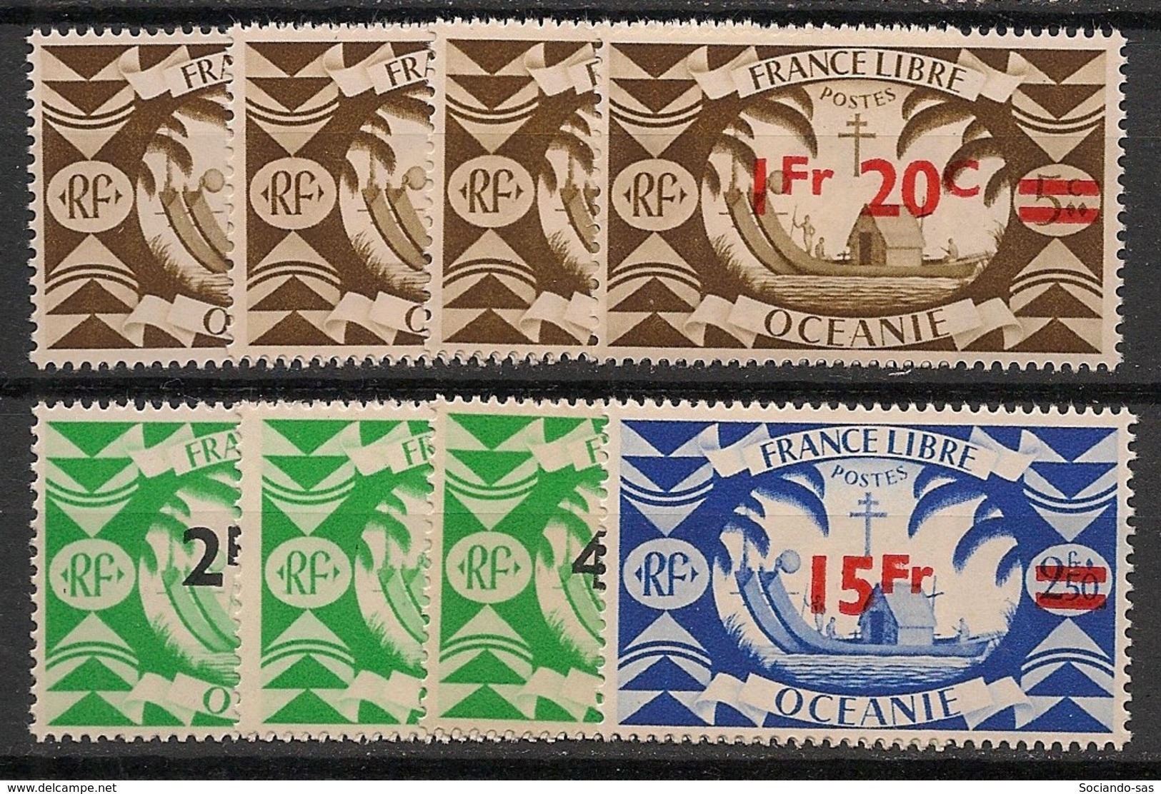 Océanie - 1945 - N°Yv. 172 à 179 - Série Complète - Neuf Luxe ** / MNH / Postfrisch - Ongebruikt