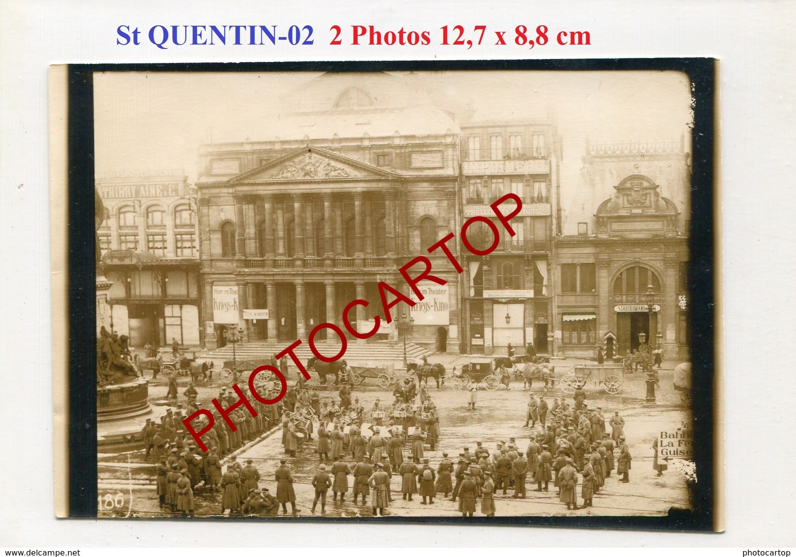 SAINT QUENTIN-Concert-Defile-Musique-2x PHOTOS Allemandes-GUERRE 14-18-1WK-France-02- - Saint Quentin