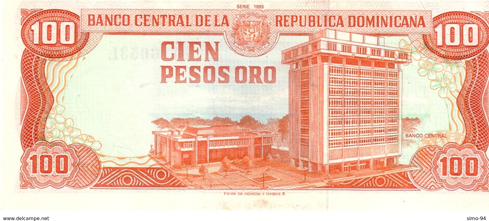 Dominican Republic  P.144  100 Pesos 1993 Unc - Dominikanische Rep.